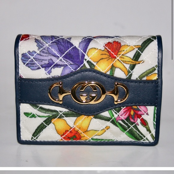 Gucci Trapuntata Floral-print Faille Cardholder new in box with dust bag - Picture 8 of 9